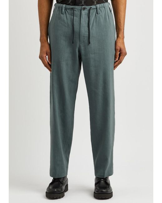 Dries Van Noten Blue Penny Linen-blend Trousers for men