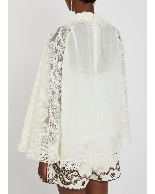 Zimmermann Ascension Lace Yoke Tunic Ramie Tunic in White | Lyst