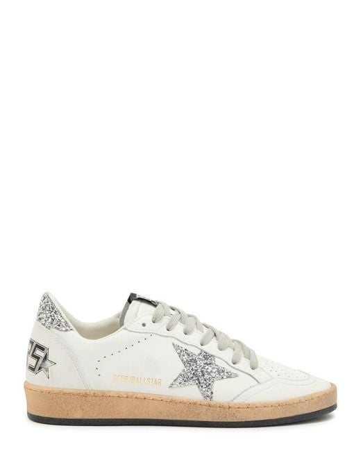 Golden Goose Deluxe Brand White Ball Star Glittered Leather Sneakers