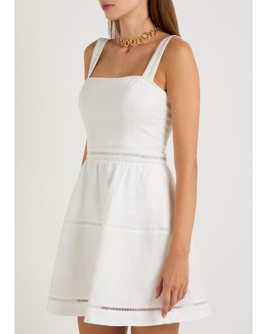 Reformation White Everett Linen Mini Dress