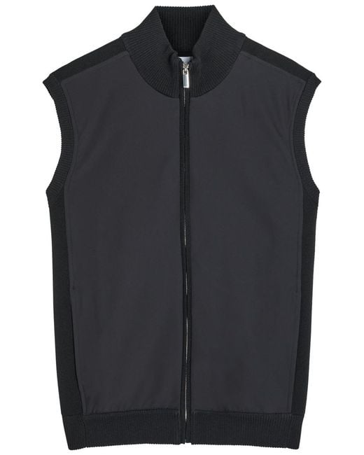 Raith Blue Davi Hybrid Panelled Stretch-Knit Gilet for men