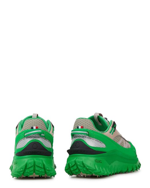 3 MONCLER GRENOBLE Green Trailgrip Panelled Canvas Sneakers for men