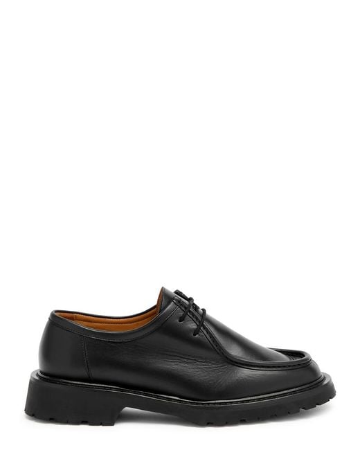 LEGRES Black Leather Derby Shoes