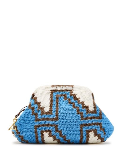 Among Equals Blue Bilum Patterned Wool-Blend Clutch