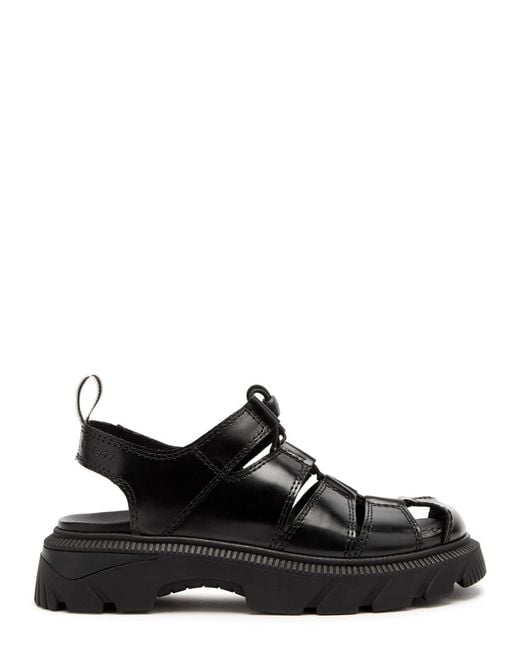 Miista Black Eunice Cut-Out Leather Sandals