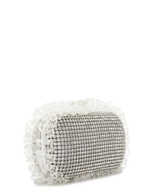 Self-Portrait Gray X Christopher Kane Lace And Crystal-Embellished Box Clutch