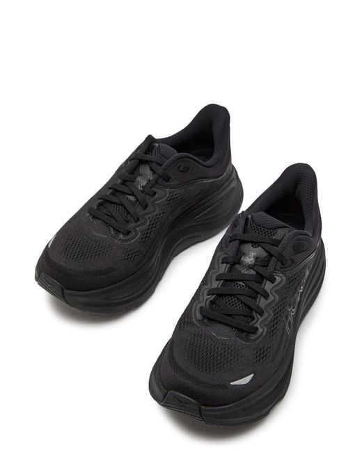 Hoka One One Black Bondi 9 Jacquard Mesh-Knit Sneakers for men