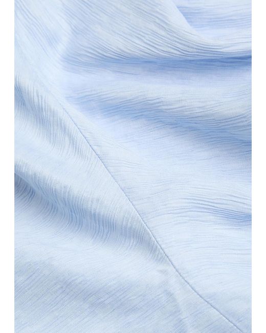 Totême Blue Plissé Woven Midi Dress