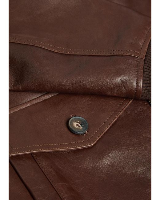 A.P.C. Brown Leather Bomber Jacket for men