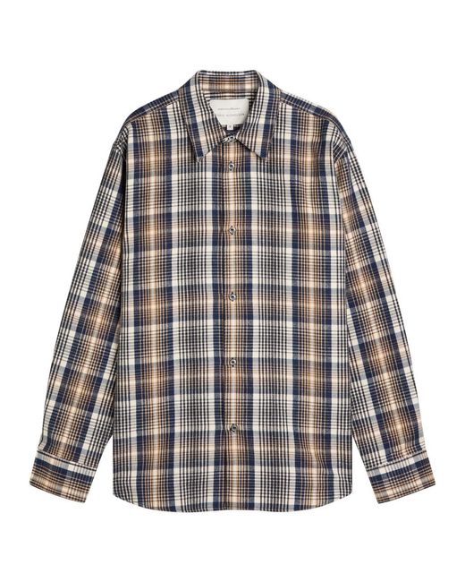 Studio Nicholson Gray Checked Brushed-Cotton Shirt for men