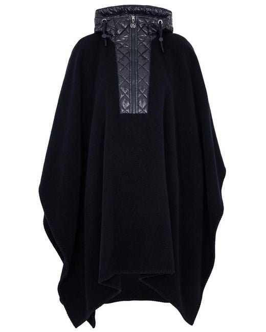 Moncler Blue Hooded Wool Cape