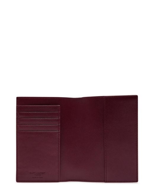 Saint Laurent Purple Logo-Stamped Patent Leather Passport Holder