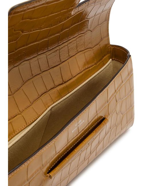 Totême  Brown Crocodile-Embossed Leather Clutch