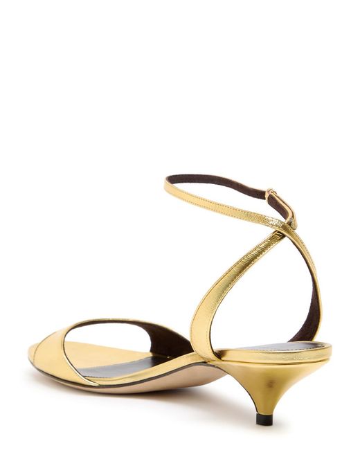 The Row White Vika Ankle Strap 35 Metallic Leather Sandals