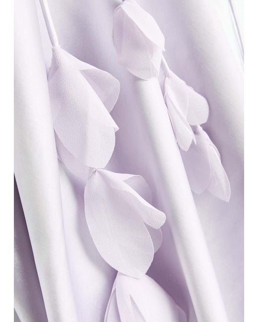 Self-Portrait White Floral-Embellished Satin Maxi Slip Dress
