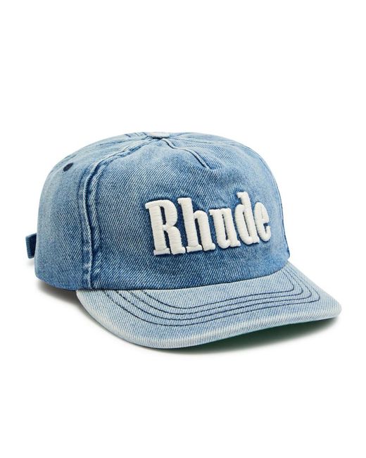 Rhude Blue Logo-Embroidered Denim Cap for men