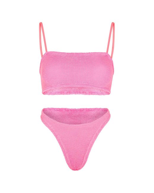 Hunza G Pink Gigi Seersucker Bikini