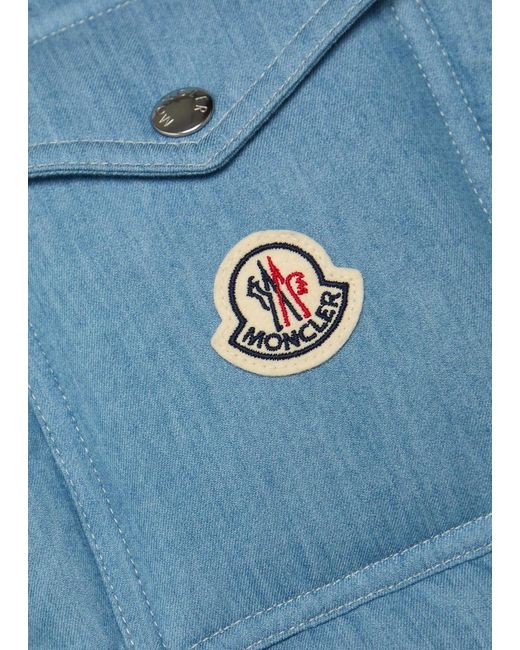 Moncler Blue Logo-Appliquéd Padded Denim Gilet for men