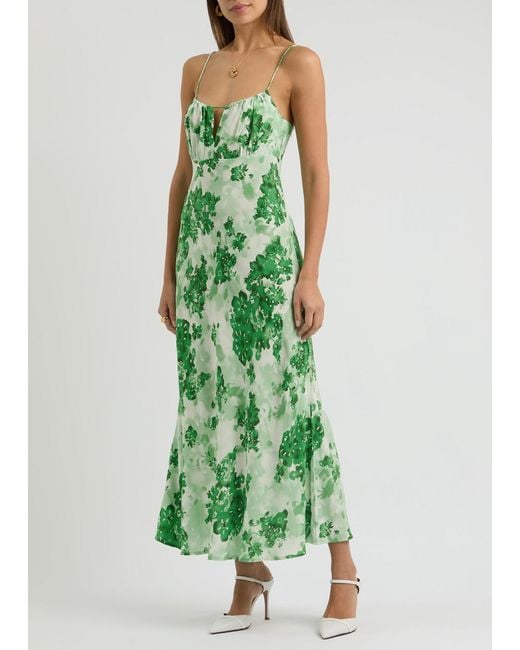 Faithfull The Brand Green San Paolo Floral-Print Maxi Dress