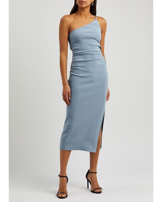 Bec & Bridge Blue Nala One-shoulder Midi Dress