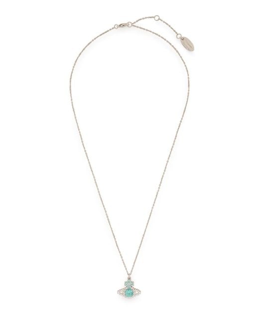 Vivienne Westwood White Valentina Crystal-Embellished Orb Pendant Necklace