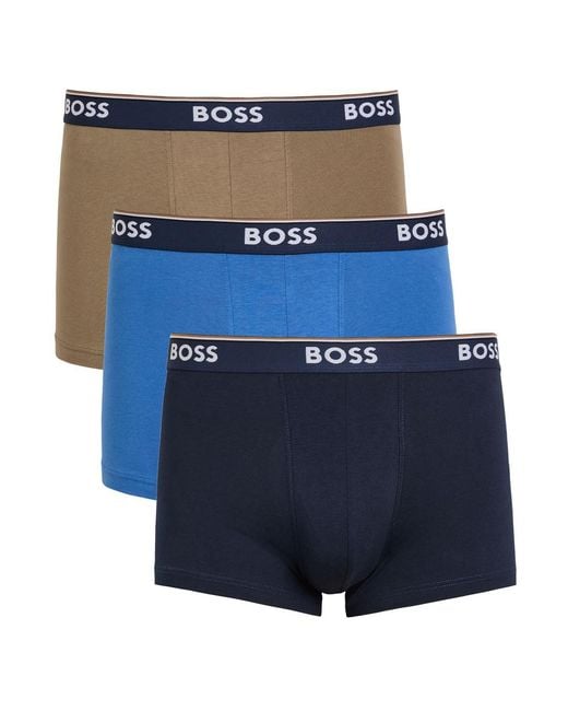 Boss Blue Stretch-Cotton Boxer Trunks for men