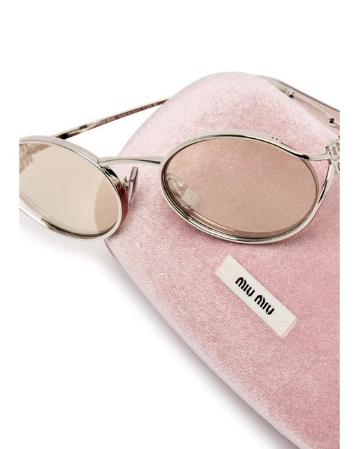 Miu Miu Natural Oval-Frame Sunglasses