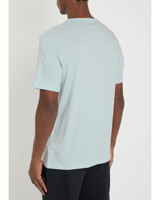 Boss Blue Classic Logo-Embroidered Cotton T-Shirt for men