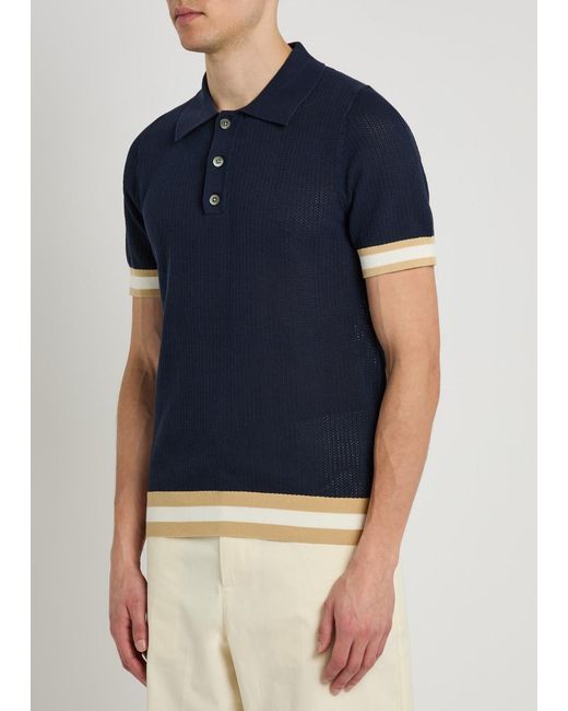 CHE Blue Quinn Open-Knit Polo Shirt for men