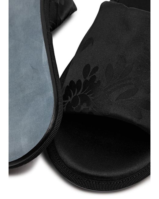 The Row Black Frances Floral-Jacquard Silk Slippers for men