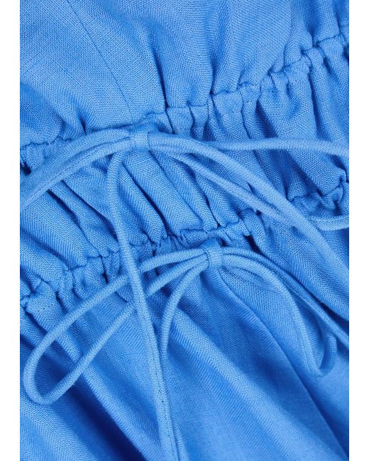 Casa Raki Blue Rita Linen Midi Dress