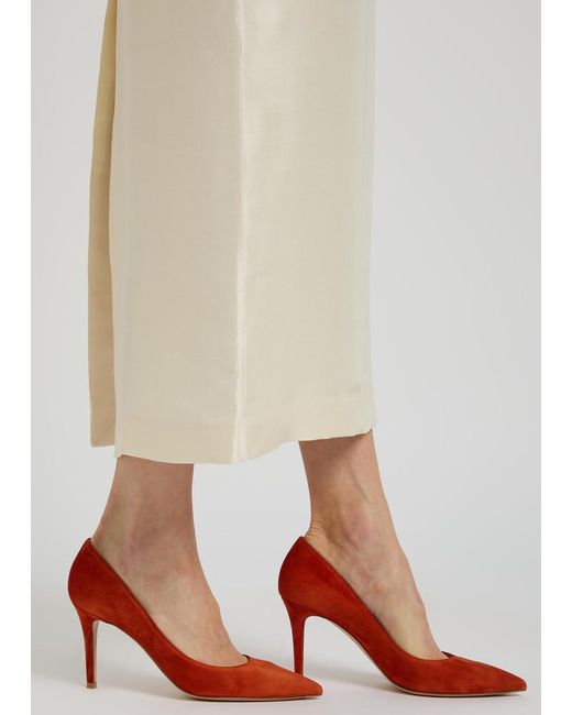 Gianvito Rossi Red Gianvito 85 Suede Pumps