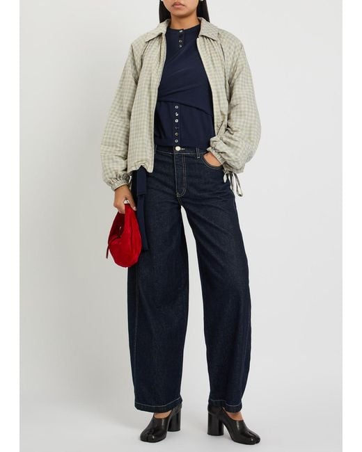 Damson Madder Natural Lailah Gingham Woven Bomber Jacket