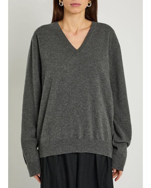 Maison Margiela Gray V-Neck Wool Jumper