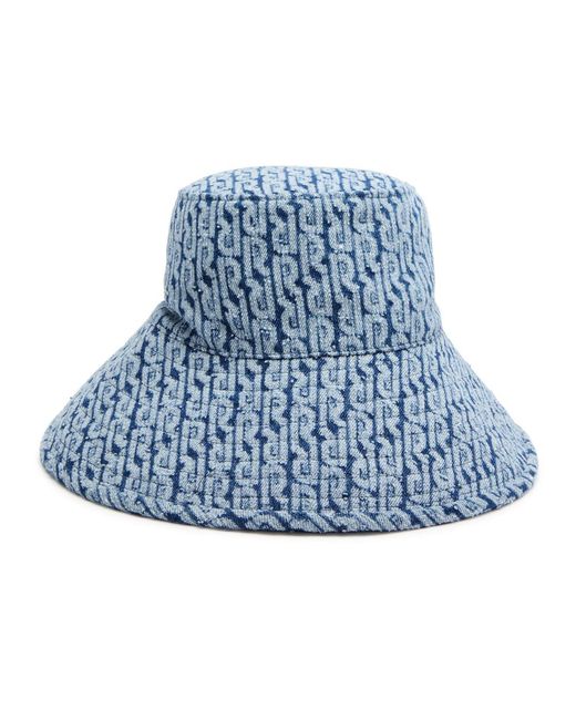 Rabanne Blue Logo-Jacquard Denim Bucket Hat