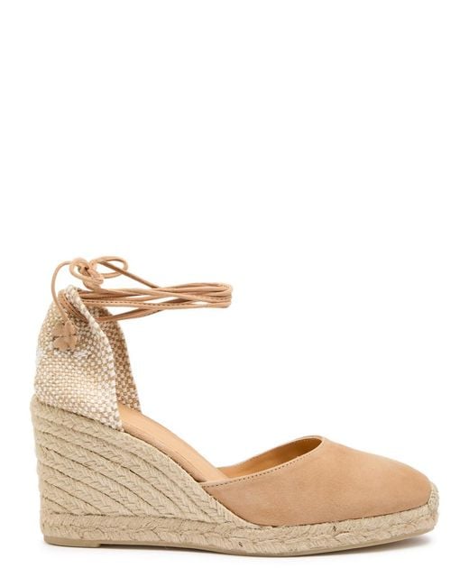 Castaner Metallic Carina 80 Suede Wedge Espadrilles