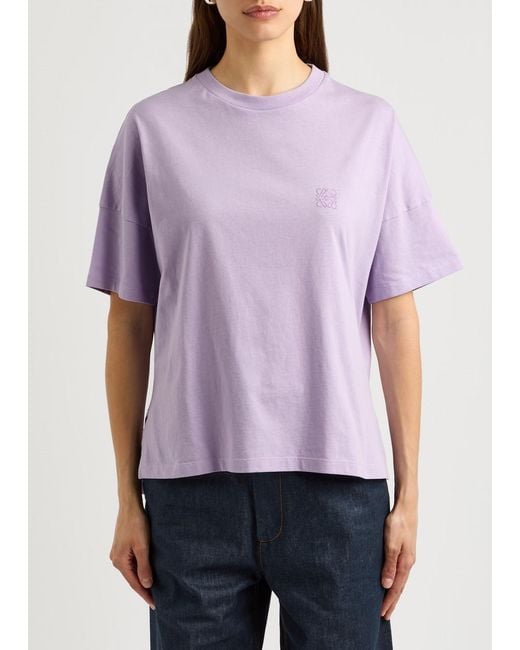 Loewe Purple Anagram-Embroidered Cotton T-Shirt