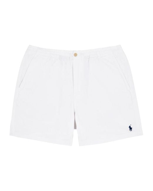 Polo Ralph Lauren White Logo-Embroidered Stretch-Cotton Shorts for men