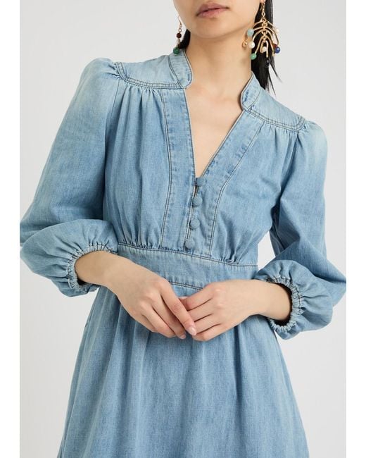 Zimmermann Lucky Midi Dress in Blue | Lyst