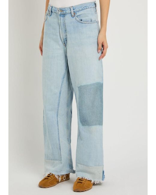 B Sides Blue Vintage Reworked Culotte Panelled Wide-Leg Jeans