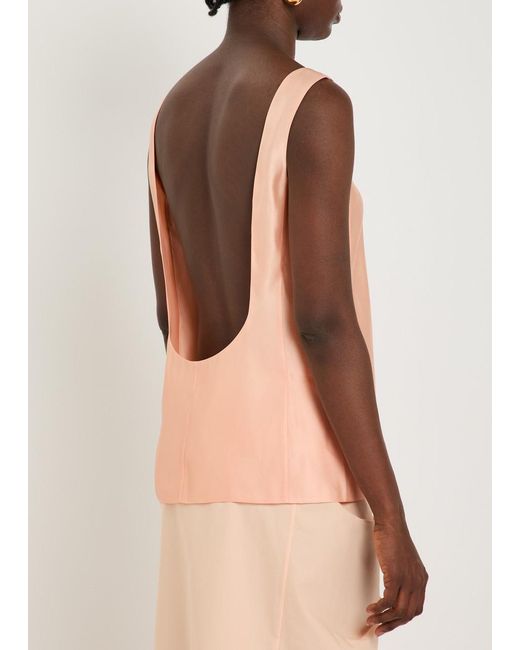 Khaite Pink Parker Satin And Silk-Blend Top