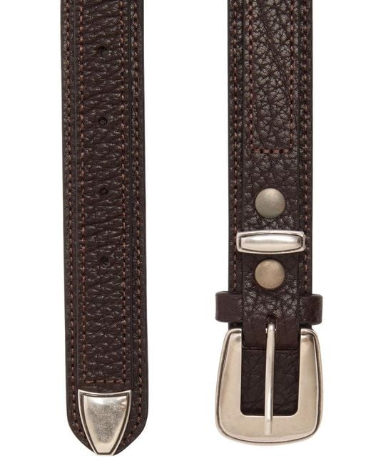 Lemaire White Minimal Western Grained Leather Belt