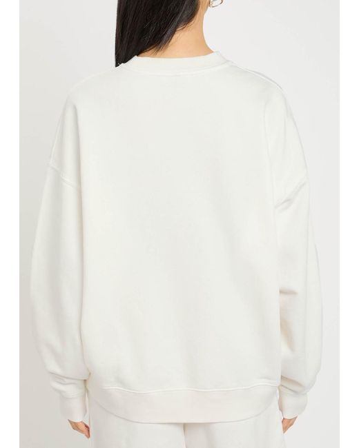 Anine Bing White Miles Logo Cotton Sweatshirt