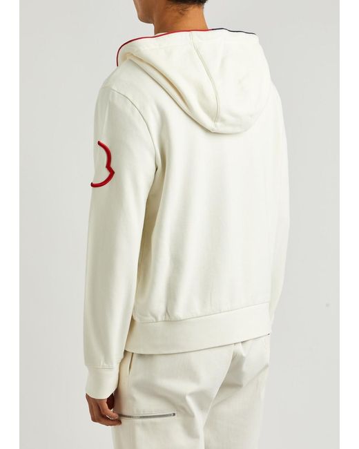 Moncler Natural Logo-embroidered Hooded Cotton Sweatshirt for men