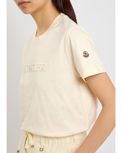 Moncler Natural Logo-Appliquéd Cotton T-Shirt