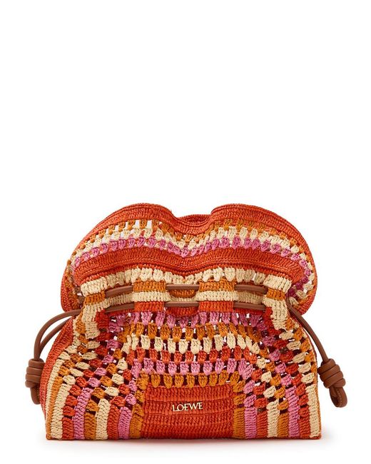 Loewe Red X Paula's Ibiza Flamenco Medium Crochet Clutch