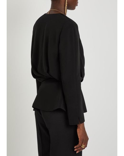 Chloé Black Draped Woven Wrap Blouse
