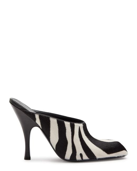 Khaite Black Colt 100 Zebra-Print Calf Hair Mules