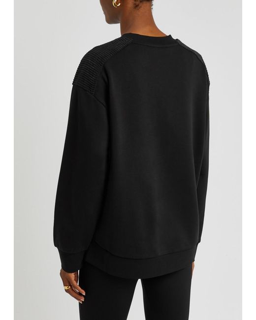 Moncler Black Logo-embroidered Cotton-blend Sweatshirt