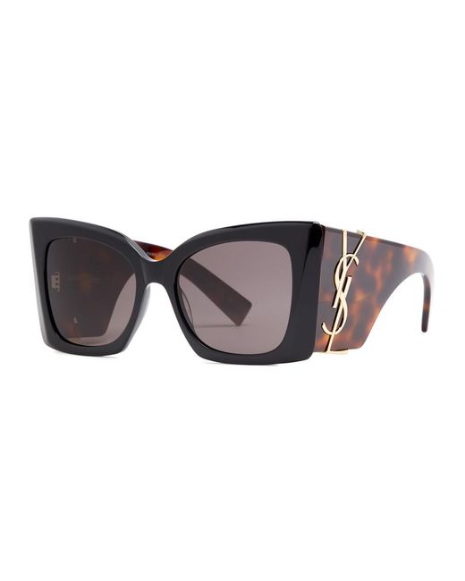 Saint Laurent Brown Oversized Cat-eye Sunglasses